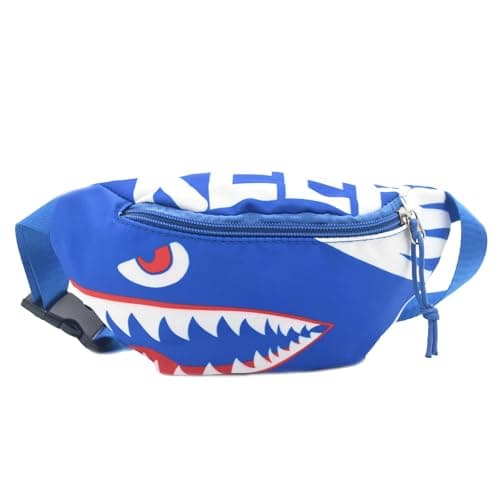 Dzxin Fanny Pack,Kids Bum Bag Bumbag Cartoon Hipsack Belt Bag Waist Bag Fanny Pack Fabric Nylon Money BeltCrossbody Chest Bag for Children Grils Boys Running Hiking Travel Sports (Blue Shark)