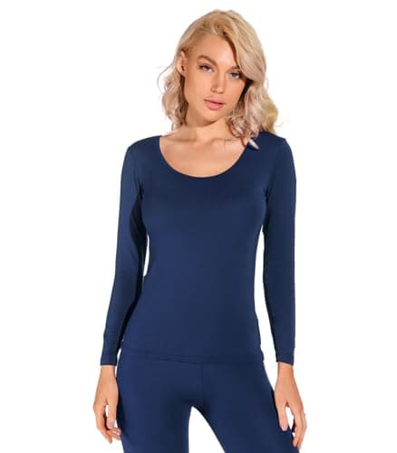 Liang Rou Women's Crew Neck Top & Bottom Ultra Thin Thermal Underwear Set — view 4