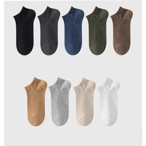 Yizelli 3 Pairs Cotton Casual Boat Socks for Men Breathable Low Cut Ankle Socks for Spring Summer (Dark Brown) — view 5