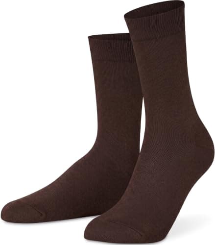 Mysocks Finest Cotton Dress Socks for Men Women - Super Soft Breathable Plain Brown Crew Socks for Business Casual Looks Brown 7-11