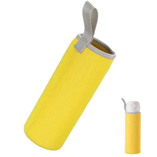 Water Bottle Sleeve Neoprene Pouch for Outdoor Hiking Travel, 550ml Yellow