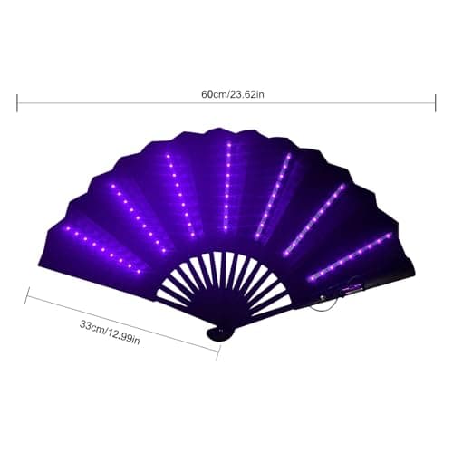 Light Up Rav-e Fan, Folding Handheld Fa-n, Light U-p Hand F-an, Led Handhe-ld, Portable With Light, L-ight Up Festival Folding, Travel Multipurpose Handheld Fa-n, Carnival Accessories — view 2