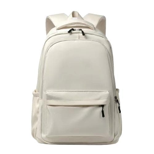 School Bags for Girls, Lightweight Backpack School Bags for Girls Secondary School, Waterproof Rucksack Aesthetic School Backpacks Casual Daypack for Kids, Women, Men, College Travel Work Bag, White