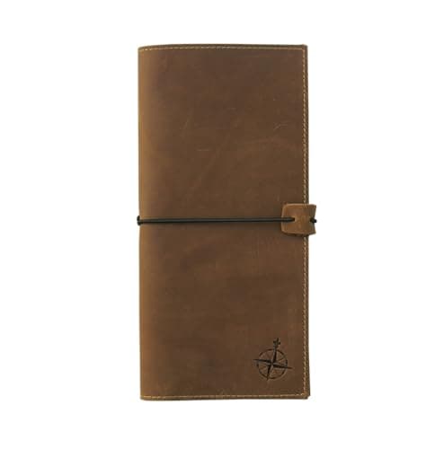 WANDERINGS Genuine Leather Passport Wallet - 11x23 cm - Large Leather Passport Holder for Travel - Folding Travel Wallet Case with RFID Blocking, Travelers Organizer for Men and Women