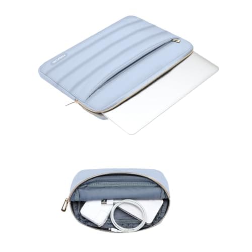 MOSISO 13.3 inch Laptop Case Puffy Sleeve with Small Bag, Baby Blue — view 3
