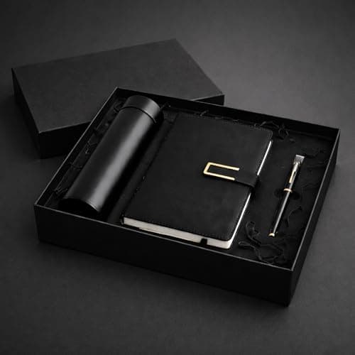 Crescent Arch Luxury Gift Set for Men and Women – Insulated Bottle, Premium Notebook and Aesthetic Pen – Perfect for Corporate Office Student and Everyday Use Stationary gift box (Black) — view 2