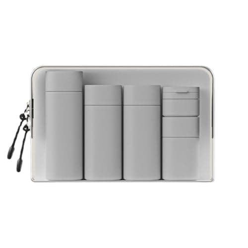 AruMinna 5Pcs Travel Bottles Set, TSA Approved Refillable Toiletry Dispenser Bottles, Leak Proof Travel Cream Containers with Matte Finish, for Shampoo Lotion Skincare (Light Grey)