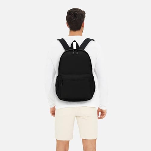 TECPEX Black Backpacks for School Teenager Men and Boys Lightweight Nylon Classic Casual Rucksack for Travel — view 5