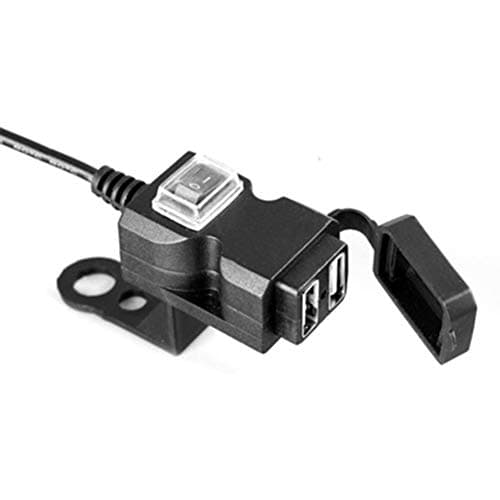 Dual USB Socket Charger, Motorcycle Waterproof Handlebar Power Quick Charge 3.0 Socket, Car Power Outlet, Black (9-90V)