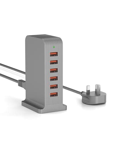 6 Port USB Charging Station 50W, Multi USB Charger Tower