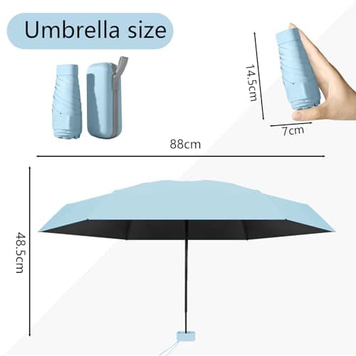 Sykerout Compact Travel Umbrella - Lightweight, Windproof, UV Protection, with Capsule Case, Perfect for Women's Handbags(blue) — view 2