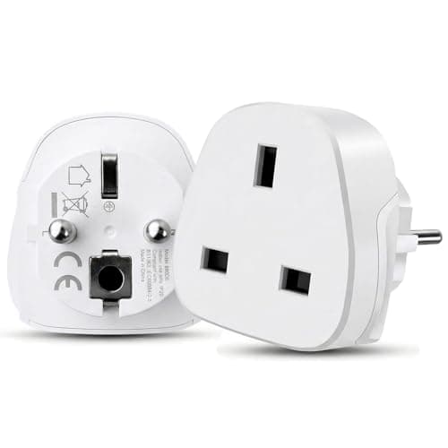 2pack Jsdoin EU Travel Adapter, 13A UK to European Plug Adapter, Europe Converter Type C, E, F for Spain, Italy, Portugal, Germany, Netherlands, Greece, Poland, Turkey and More(2pack)