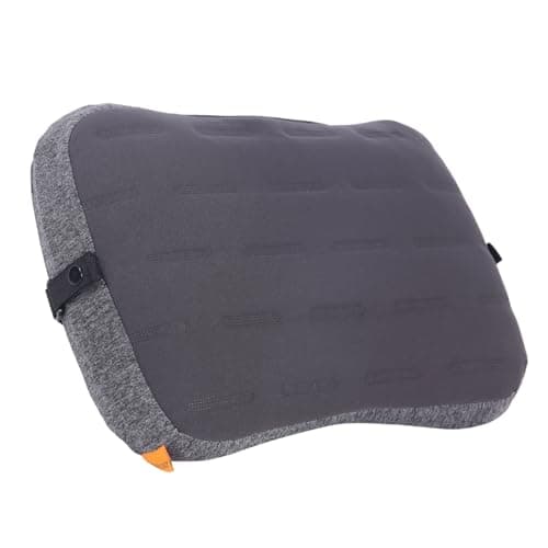 TREKOLOGY Inflatable Camping Pillow - Travel Pillows for Backpacking, Beach & Airplane - Blow Up Head & Neck Support Camp Cushion with Removable Cover, Adjustable Attachment Strap & Storage Bag (Grey)