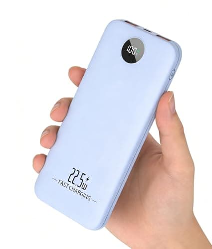 Slim Power Bank, 10000mAh 22.5W Fast Charging USB C in/out Battery Pack, 3 Outputs Lightweight Portable Charger Compatible with iPhone 16 15 14,iPad,and More (Blue)