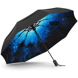 TUMELLA Strongest Windproof Travel Umbrella (Compact, Superior & Beautiful), Small Strong but Light Portable and Automatic Folding Rain Umbrella, Durable Premium Grip, Fits Car & Backpack Moonlight — view 4