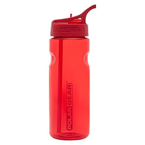 Polar Gear 650ml Aqua Grip Water Bottle with Straw - Drinking Bottle, Red