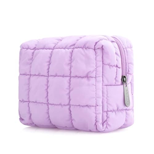 DOB SECHS Travel Toiletry Wash Bag for Women, Cotton Makeup Cosmetic Organizer Storage Bag for Girls, Purple 8 inch