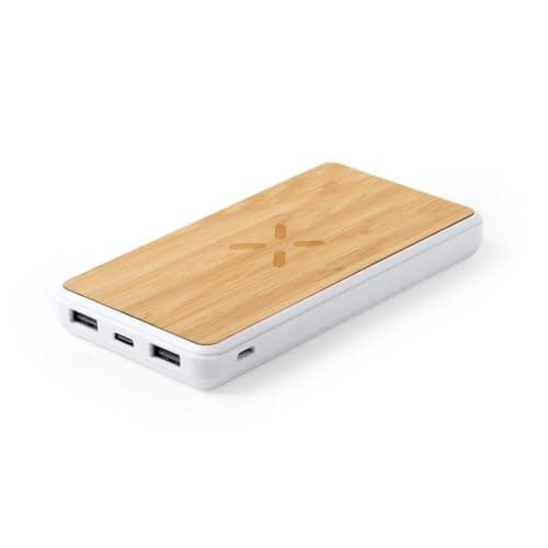 Sawfish Personalised Power Bank Dickens 8000mAh Bamboo Wireless Power Bank USB-C and Micro-USB Inputs
