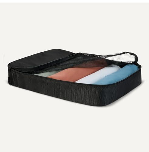 Amazon Essentials 4-Piece Packing Cubes Travel Accessories Set, Luggage Organiser with Double Zip, Mesh Top, 100% Polyester, 2 Medium/2 Large, Black (Previously Amazon Basics) — view 3