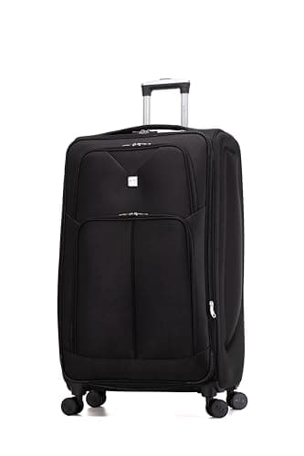 ATX Luggage 28" Large Suitcase Soft Shell 109L Expandable Lightweight 20-28KG Hold Check in with 4 Spinner Wheels and Built-in 3 Digit Lock (Black)