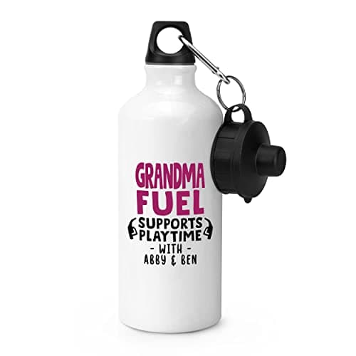 Gift Base Personalised Grandma Fuel Supports Playtime With Sports Bottle Water Gym 600ml White