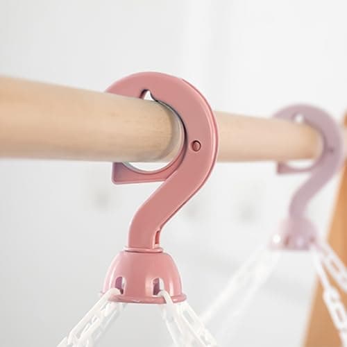 hautllaif Clothes Drying Hanger with 32 Clips, Foldable, Pink — view 6