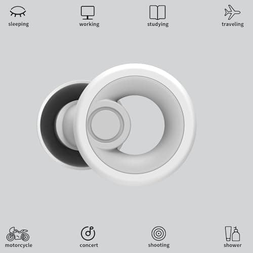 JAYINE Ear Plugs for Sleep, Reusable Soft Silicone Earplugs Hearing Protection, Ear Plugs Noise Cancelling 30dB for Sleeping, Work, Cafes and Travel - Ear Tips in XS/S/M/L - White — view 2