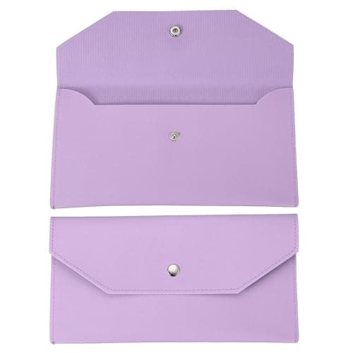 PATIKIL Cash Envelope Wallet, Budget Cash Holder Reusable Money Bag Pouch Leather Money Organizer Pouch for Men Women Receipt Check Bill Travel Graduation Holidays, Purple
