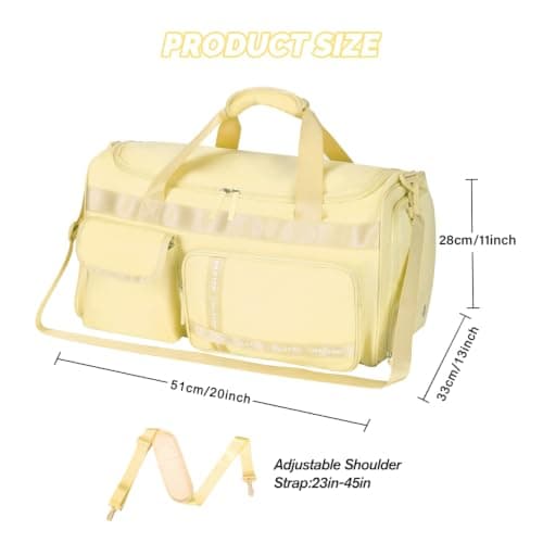MAXTOP Travel Duffle Bag for Women Carry On Tote Weekender Overnight Bag Large Capacity Duffel Bag with Shoe Compartment,Gym Tote Bag with Dry and Wet Separation Yellow — view 6