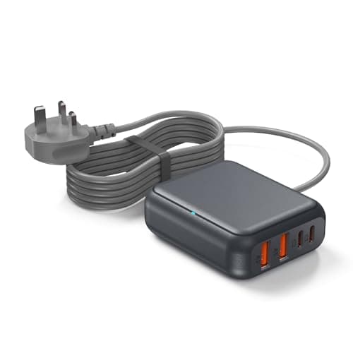 Qurzou USB Charging Station 40W, 8 Port USB C Charger Hub Multiport,PD Fast Charger Dock for iPhone,iPad,Samsung, Tablets,Fan (BLACK)