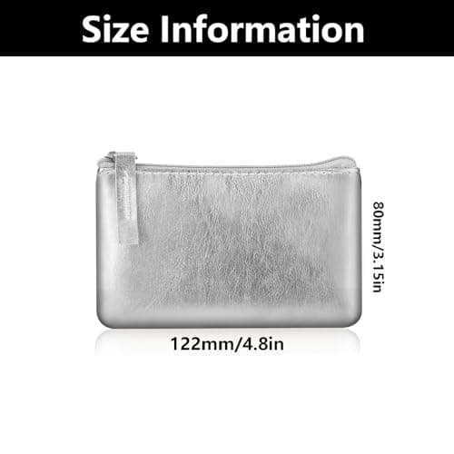 Small Coin Purses for Women, Pu Leather Women Wallet, Pu Leather Wallet with Zipper, Simple, Stylish, Waterproof and Portable, for Womon Girl (Silver) — view 2