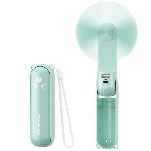 Morelax Portable Handheld Fan Mini Folding USB Rechargeable Cyan