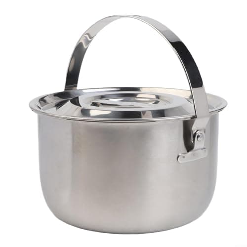 Camping Cookware Stainless Steel Pot with Lid and Handle, Designed for Outdoor and Home Cooking Needs, Available in 1 4, 2 4, 4, and 6 Liter Sizes (2.4L)