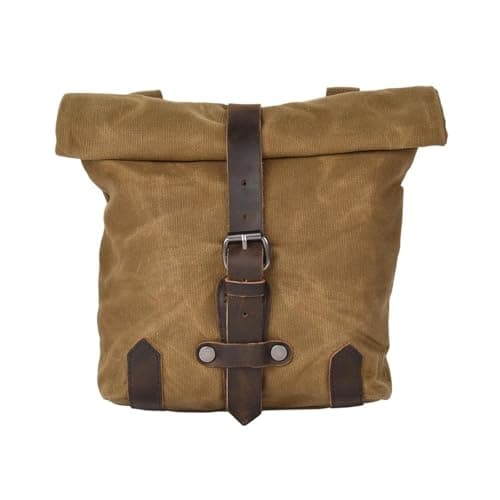NOKRGQW Motorcycle Saddle Bag Satchel Vintage Motorcycle Side Waterproof Oil Wax Canvas Hanging for Small E-Bike Hanging Toolkit(Khaki)
