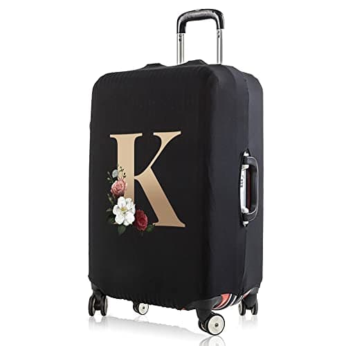 Initial Letter Printed Design Travel Trolley Case Cover Protector Washable Suitcase Cover Luggage Storage Covers for 18-28 Inch Luggage Cover (L (26-28 inch Luggage), gold K) — view 6