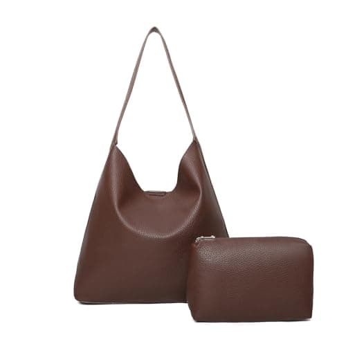 BotaBay Women's Hobo Bag Soft Vegan Leather Shoulder Bag, Large Slouchy Tote Handbag with Matching Pouch, Lightweight Everyday Underarm Bag for Work, Travel & Daily Use, Coffee