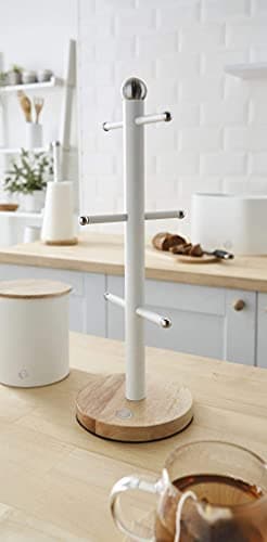 Swan Nordic White Kitchen Accessory Set with Mug Tree and Towel Pole, Bamboo Bases, Easy Storage, Soft Matte Finish, STP1012WHTN — view 4