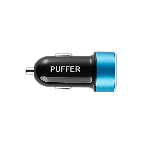 PUFFER Car Charger, Compact Dual USB 24W Fast Charging Compatible Adapter with Blue LED, for iPhone 15/14/13/12/XR/XS, iPad, Samsung Galaxy, LG – 12V Cigarette Lighter Socket — view 3