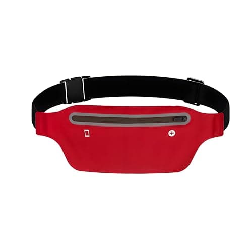 YITORMAN Slim Running Belt,Running Waist Packs,Running Band for iPhone,Waist Bag for Workout Jogging,Walking,Travel Money Belt Running Gift Gear Accessories (Red)