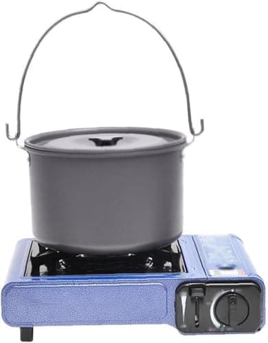 Lightweight Aluminum Camping Hanging Pot with Lid, Large Cookware for 5-6 People, Ideal for Campfire, Picnic and Outdoor Activities — view 4