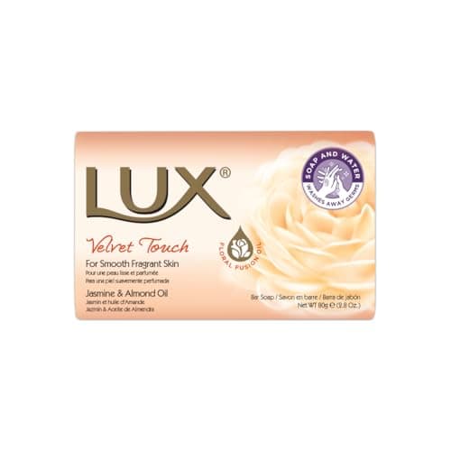 Lux Velvet Touch Soap Bar with Jasmine and Almond Oil, 80 g, 6-Pack