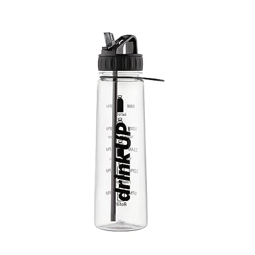 DrinkUp Motivational Water Bottle with Time Markings & Straw 900ml | Leak-Proof BPA-Free Hydration Tracker | Ideal for Gym, School, Office, Hiking & Cycling | Women & Men