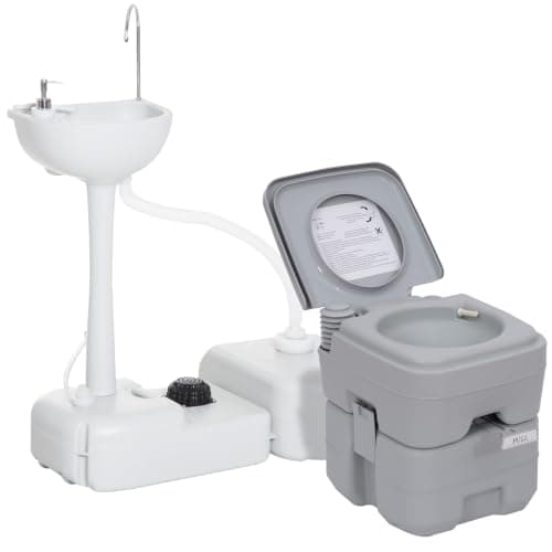 Outsunny Portable Toilet and Camping Sink Set with Running Fresh Water