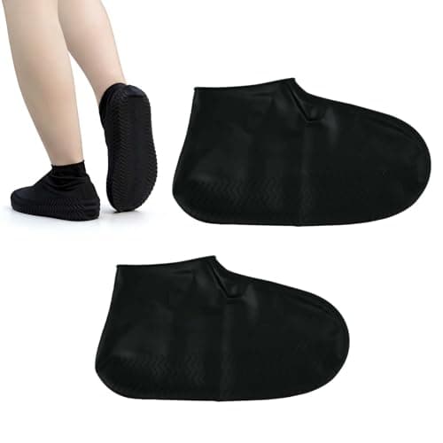 Merzio Waterproof Shoe Covers, Reusable Silicone Overshoes Non-Slip Rain Boot Protectors, Washable Over Shoes Protectors for Men Women Outdoor Cycling Hiking