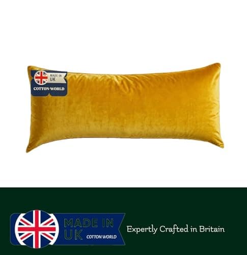 COTTON-WORLD Crushed Velvet Bolster Pillow Hollowfiber Fill Bolster Cushion Soft Hypoallergenic Orthopedic Long Pillow for Side Sleeper Back Neck Maternity Support Pregnancy (Gold, Single- 3FT) — view 2