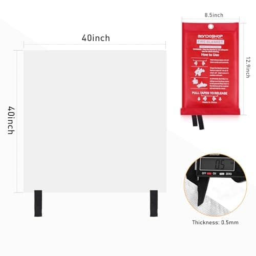 Emergency Fire Blankets for Kitchen & Home, TUV-Certified, 1 x 1m, 2 Pack — view 6