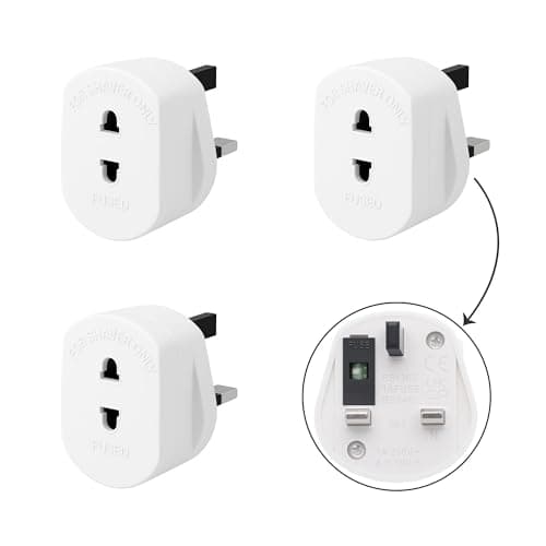 3 Pack UK Shaver & Electric Toothbrush Plug Adapter, 2 Pin to 3 Pin