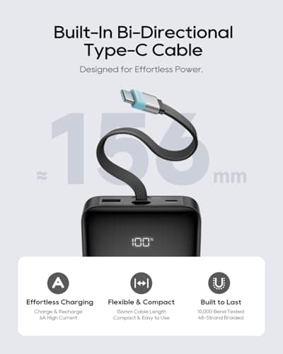 CUKTECH 100W Power Bank 25,000mAh, Dual-Way Fast Charging & Triple Charging Ports, Digital Display for Laptops, iPhone 15, MacBook Pro with 9-Fold Safety Protection — view 5