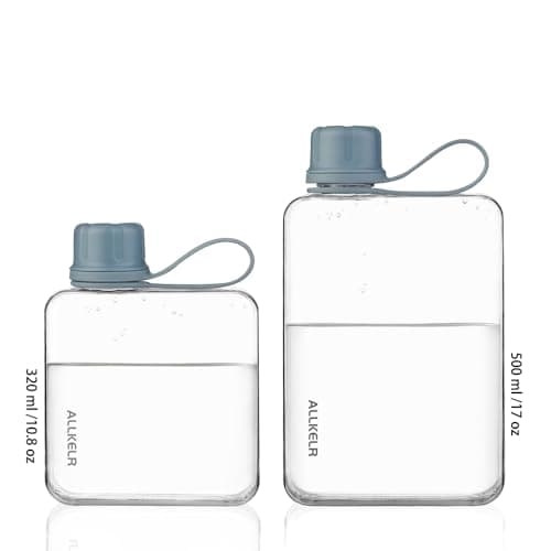 ALLKELR Portable Flat Water Bottle Flask,BPA Free Reusable Tritan Plastic Travel Water Bottle Cup,Lightweight Leakproof Slim Water Bottle Fits Purse,Backpacking, Hiking (Blue, 17 oz) — view 4