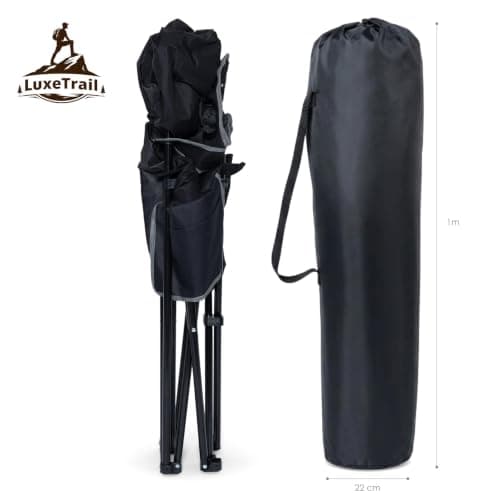 LuxeTrail Padded Folding Camping Chair, Ergonomic High-Back — Black — view 6